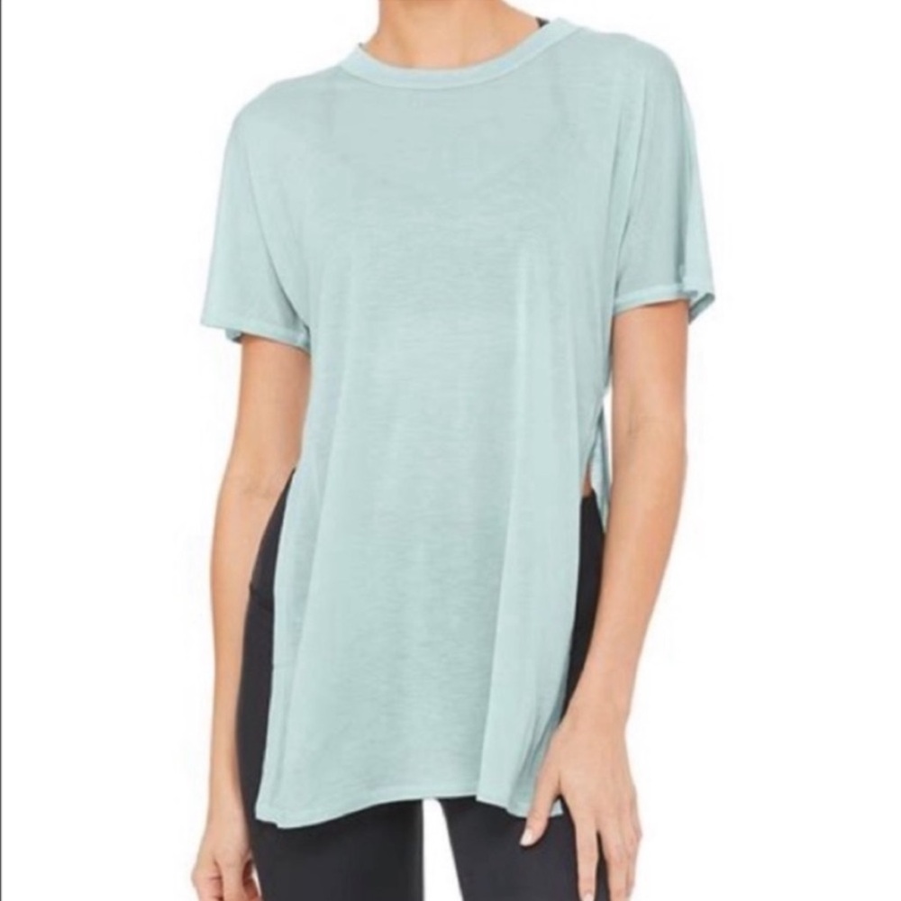 Alo Yoga Dreamer Short Sleeve Top Mint Green Blue Size Small